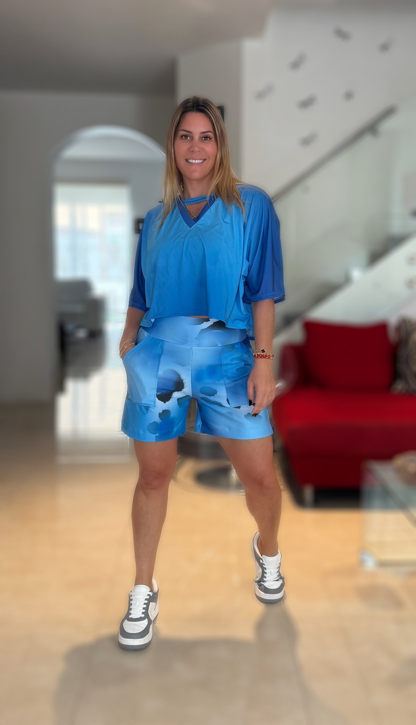 Blue Leopard Olivia Short Set