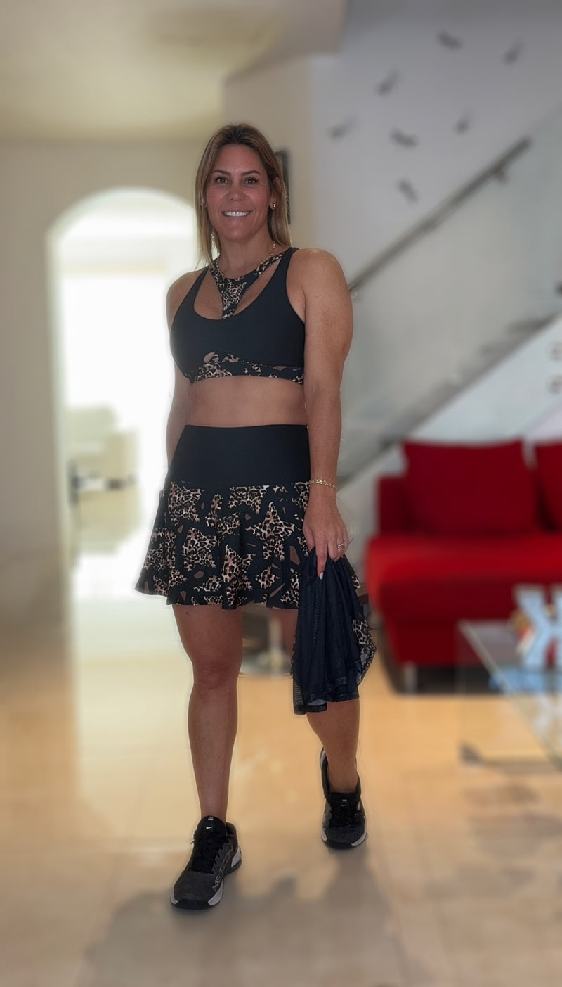 Leopard Black Skort Set PO