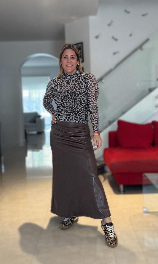 Chocolate  Glossy Skirt