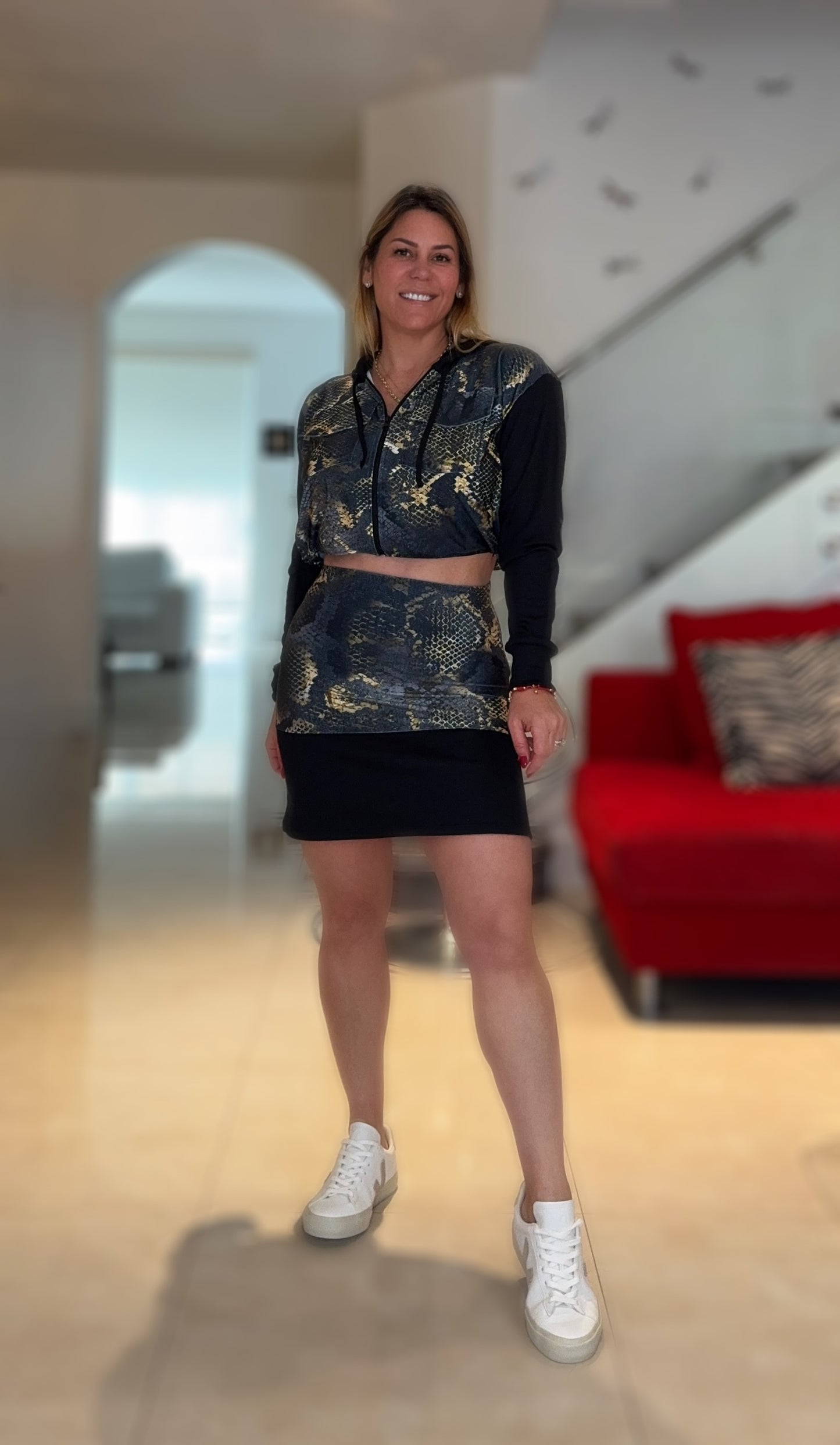 Black Mika Gold Snake  Set Skirt