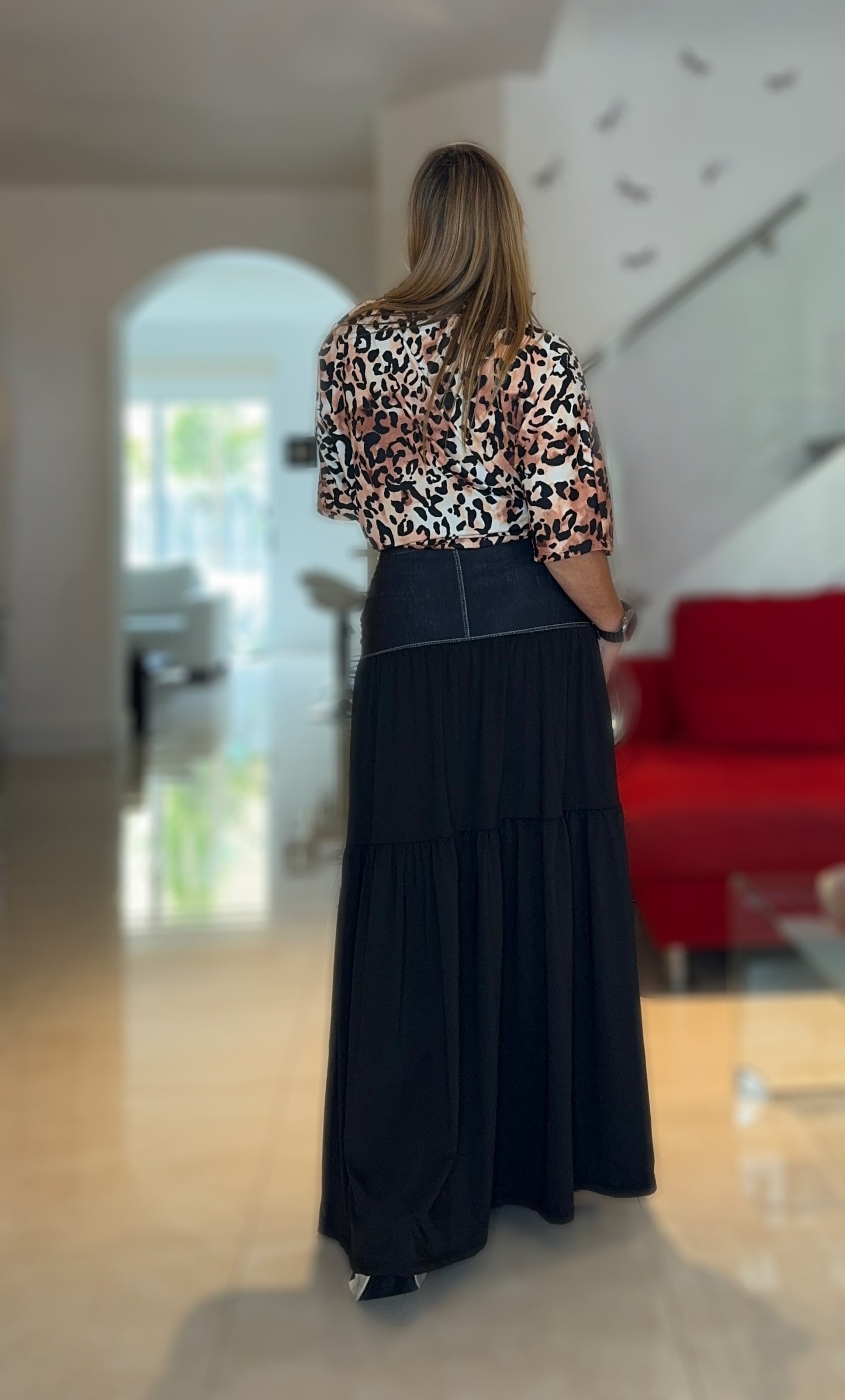 Denim & Black Maxy Skirt