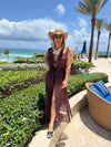 Wine Snake Mesh Dress