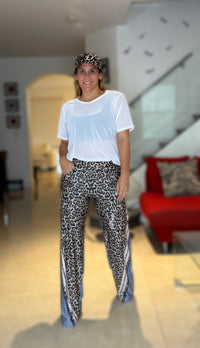 Leopard Mix Denim Pant