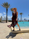 Wine Snake Mesh Dress
