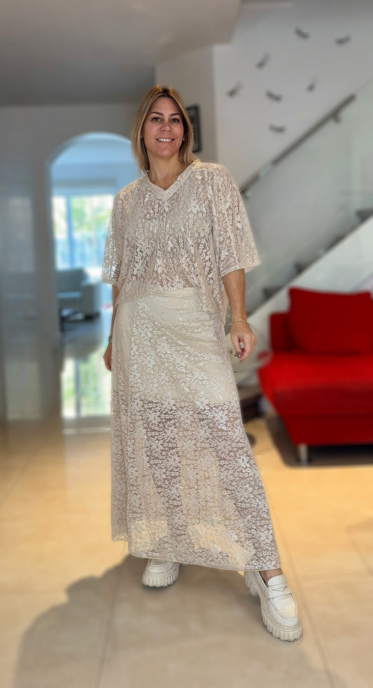 Nude Lace Skirt
