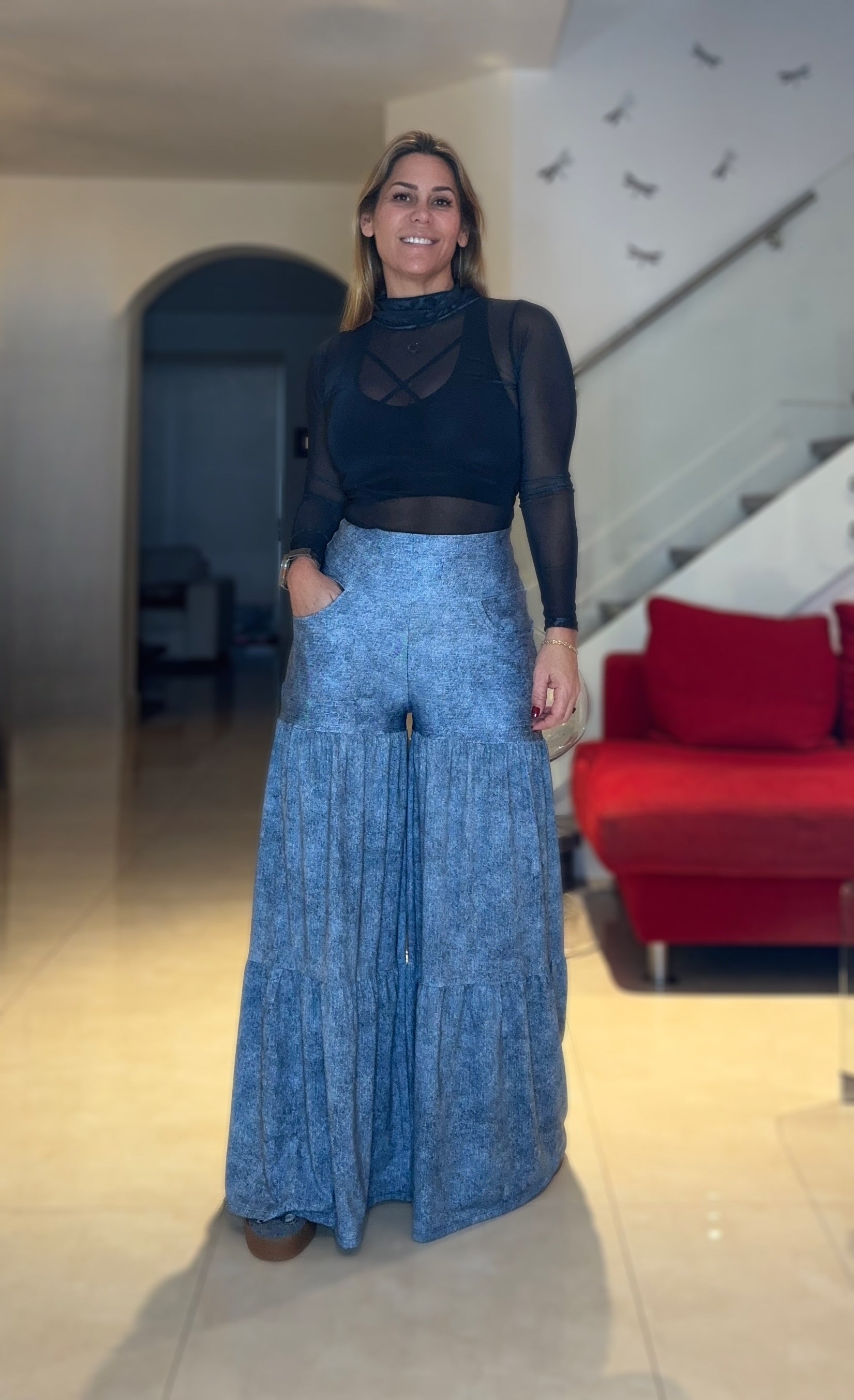 Light Denim  Palazzo  Pant