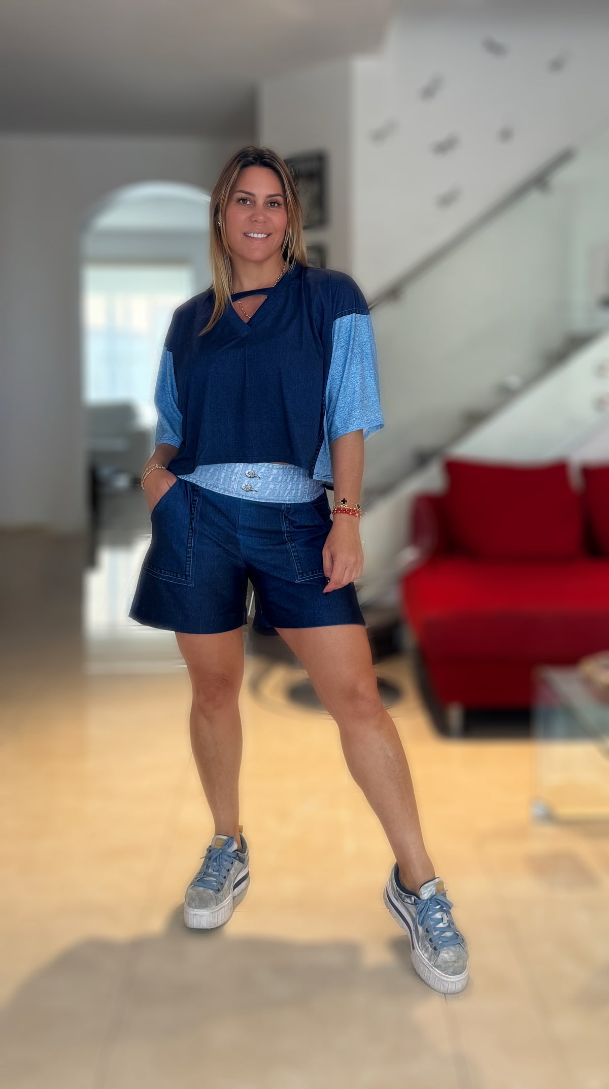 Dark Denim Olivia Short Set