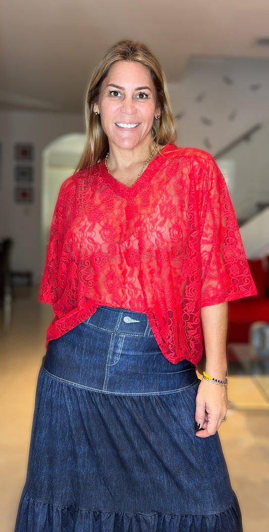 Red Lace Tshirt