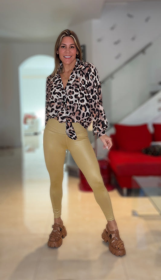 Champagne Glossy Leggings
