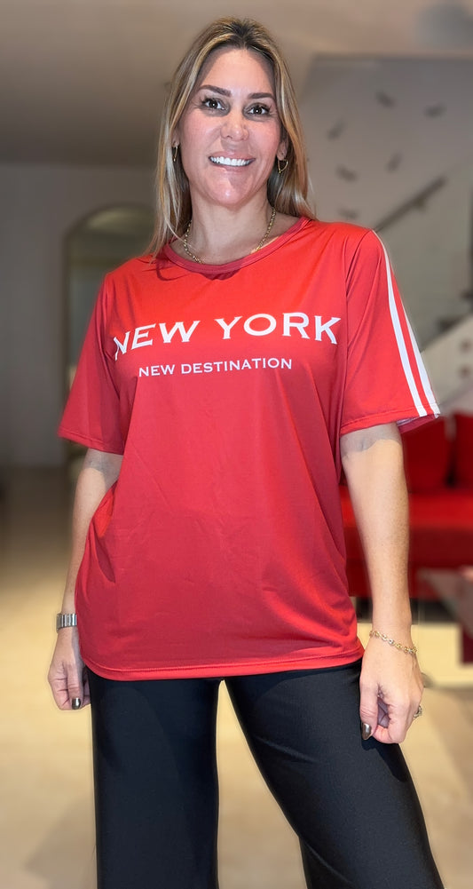Red NY  Over Size Tshirt