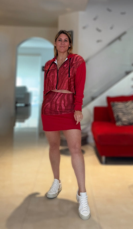 Red Mika Zebra Set Skirt