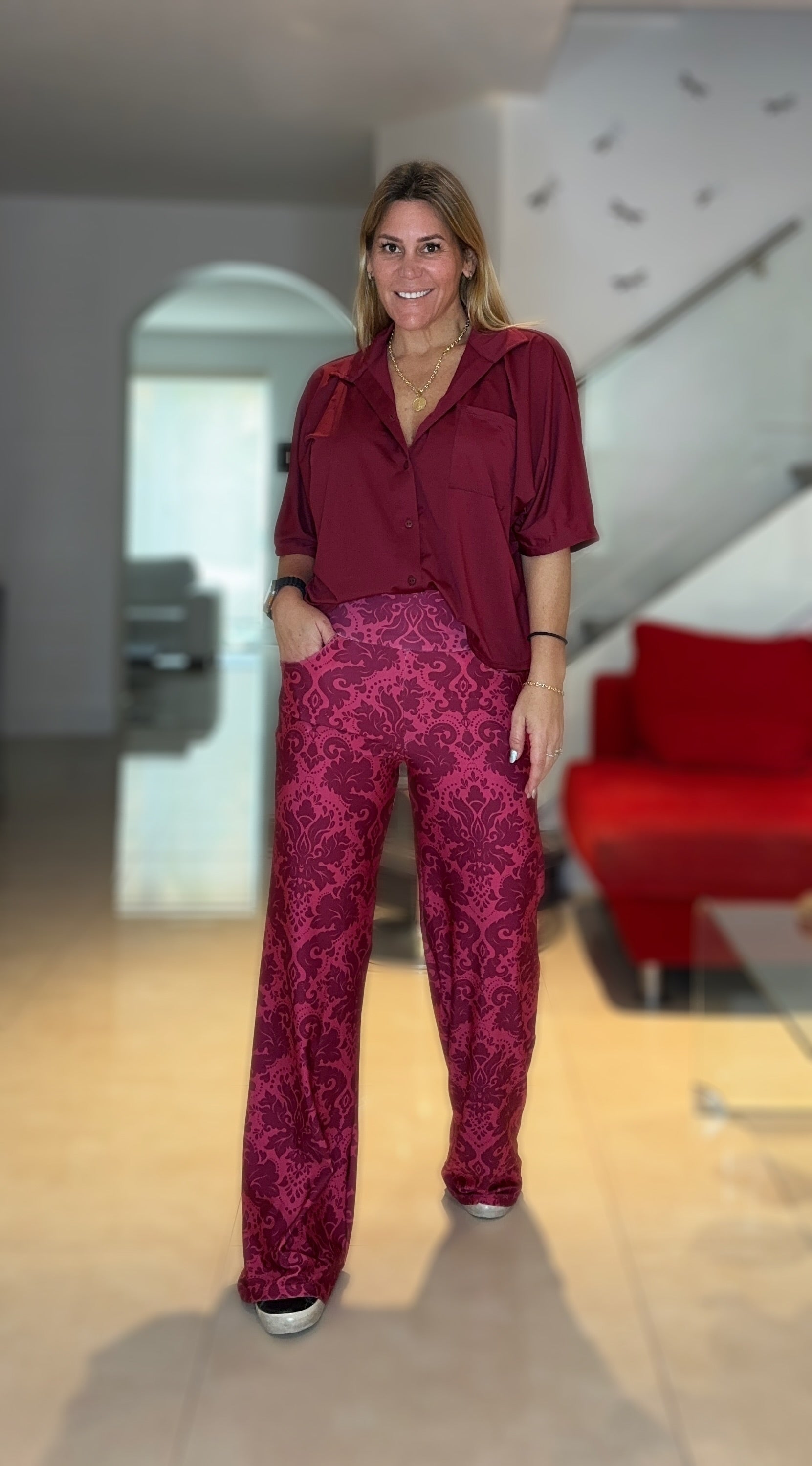 Wine Baroque Pant