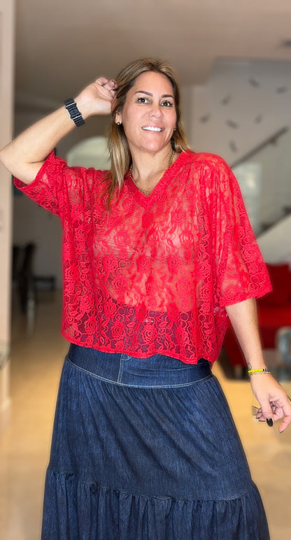 Red Lace Tshirt