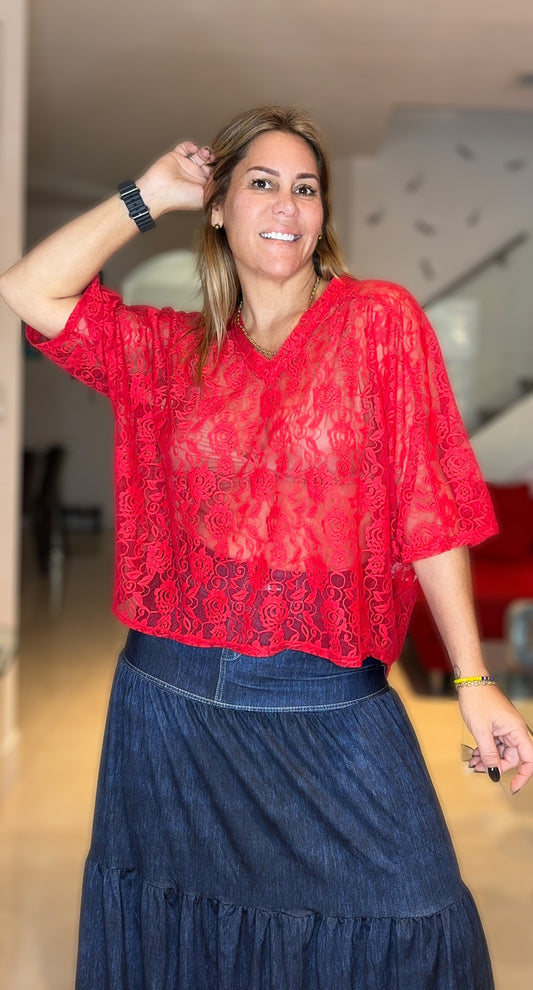 Red Lace Tshirt