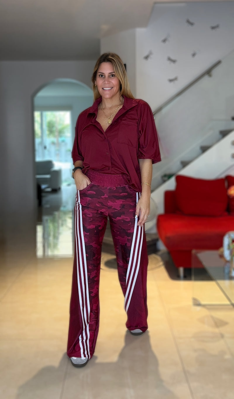 Wine  Camo  Pant