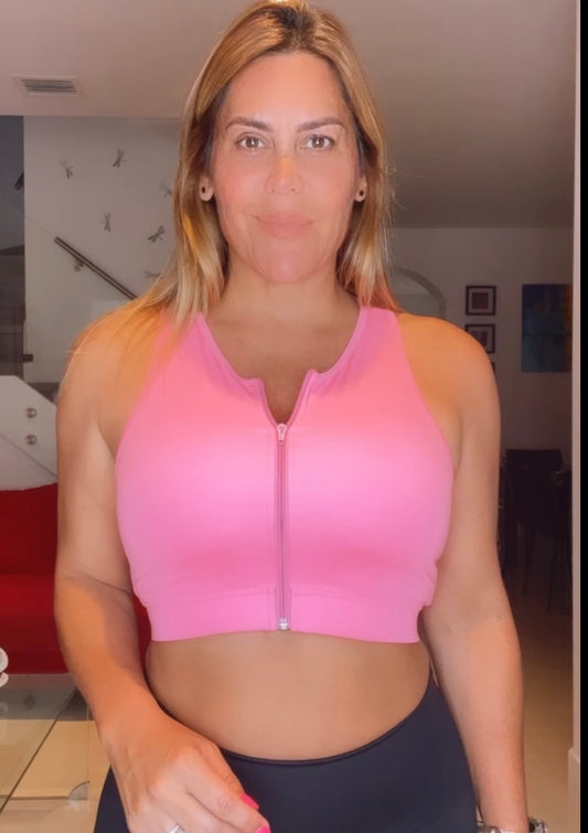 Pink Zipper Bra